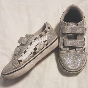 Vans glitter checkerboard w/ velcro toddler shoes